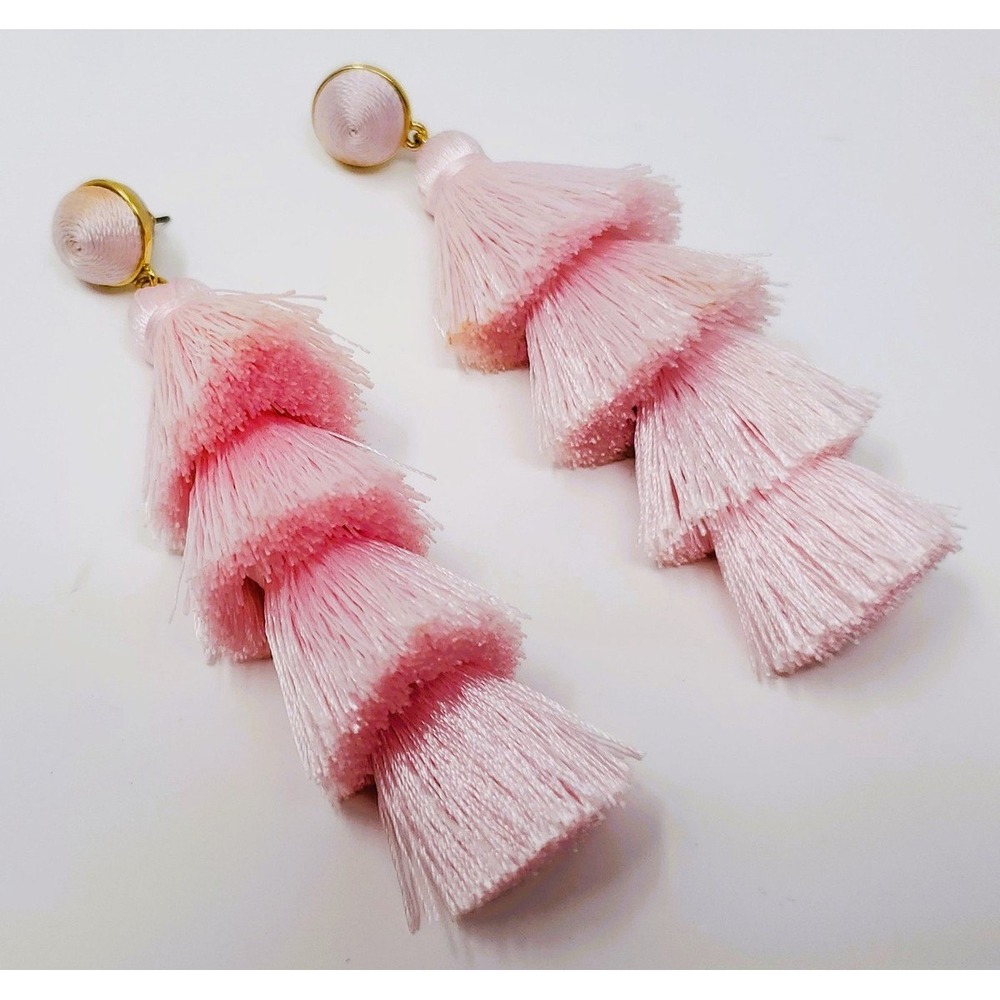 BaubleBar Pink Tassel Statement Earrings Tiered‎ Drop Nordstrom NWT